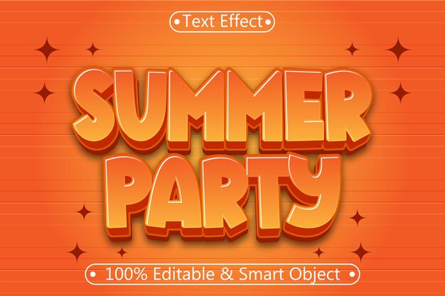Fiesta de verano Efecto de texto editable Relieve 3D Estilo moderno
