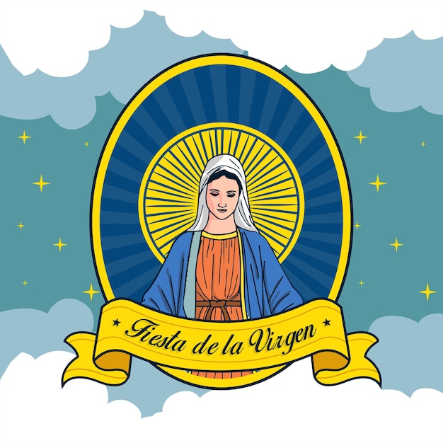 fiesta de la virgen ilustración