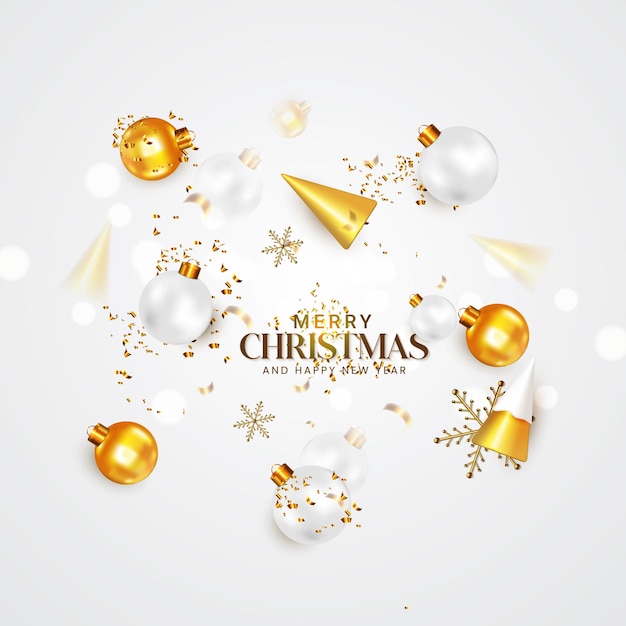 Fiestas de invierno Feliz Navidad y Feliz Año Nuevo vista superior plantilla de diseño de cartel vertical realista
