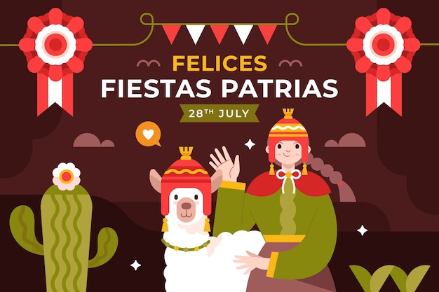 Vector las fiestas planas de las patrias de perú