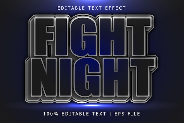 Fight night efecto de texto editable 3 dimension emboss estilo moderno