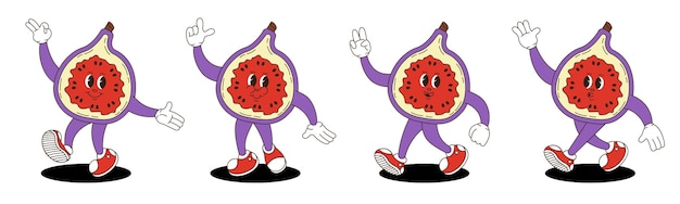 Figo en estilo retro groovy personajes retro groovy de higo