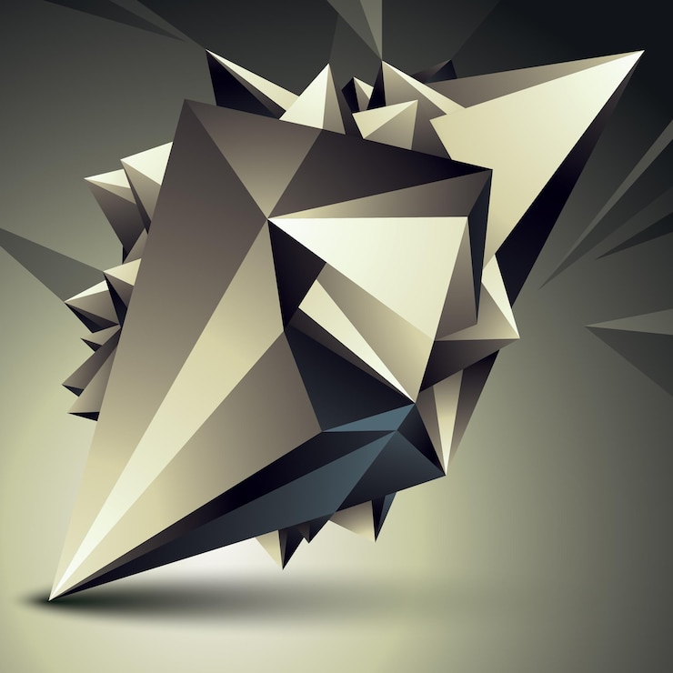 Vector figura 3d complicada vectorial, forma de estilo de tecnología digital moderna. fondo inusual abstracto.