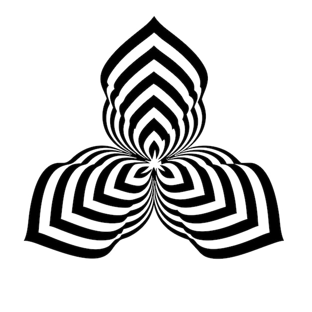 Figura abstracta retorcida en blanco y negro Ilusión óptica de vector distorsionado 2
