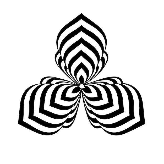 Figura abstracta retorcida en blanco y negro Ilusión óptica de vector distorsionado 3