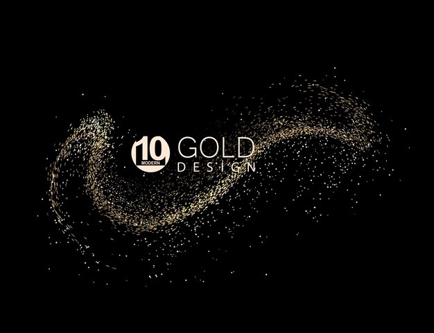 Figura aislada ondulada abstracta con elemento de diseño de brillo dorado