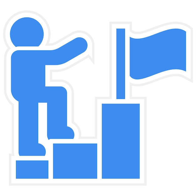una figura azul con una camisa azul y una bandera azul