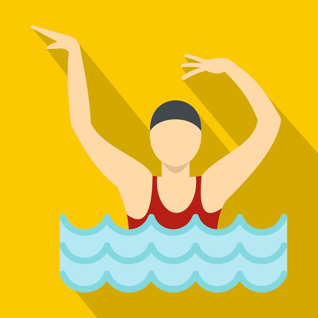 Figura de baile en un icono de piscina Ilustración plana de figura de baile en el icono vectorial de una piscina para la web