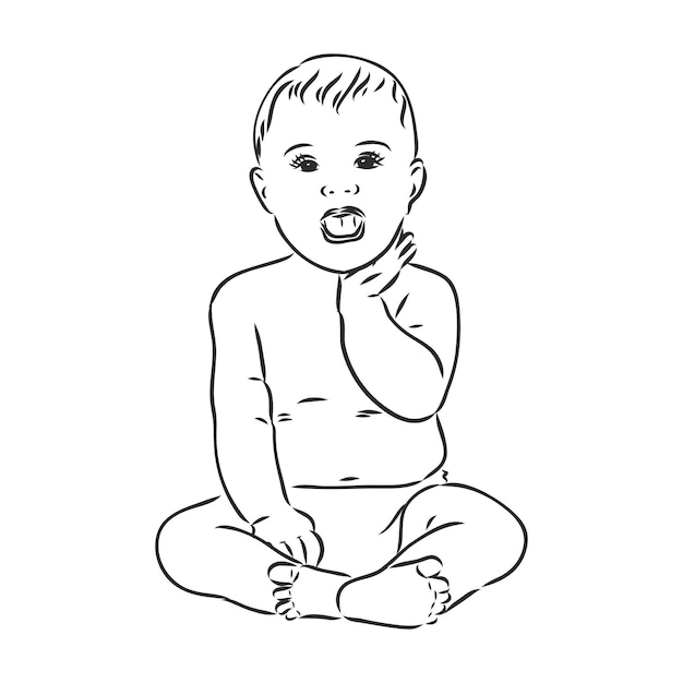 Figura de bebé. Vista frontal, lateral y trasera. Chico hermoso cuerpo, niño de carácter, ilustración vectorial