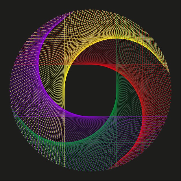 Figura espiral de color Forma de remolino de arco iris Forma circular vectorial Icono de ilusión abstracta
