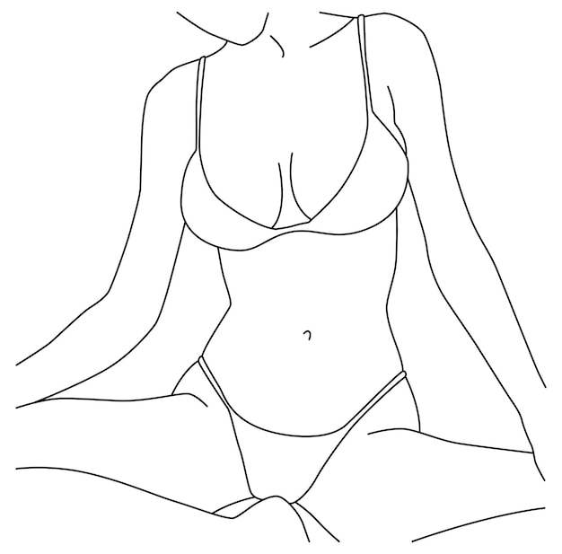 Vector figura femenina dibujo lineal un dibujo lineal de un hermoso cuerpo femenino.