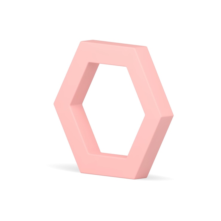 Vector figura geométrica hexagonal rosada elemento de decoración vertical marco brillante ilustración vectorial realista