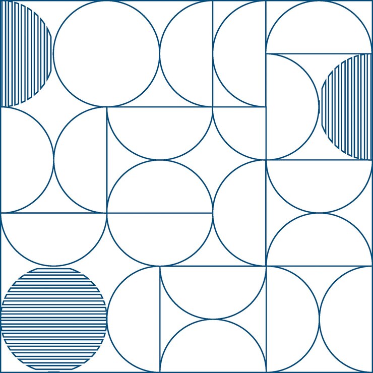 Una figura geométrica plana y elegante, líneas azules. ilustración vectorial