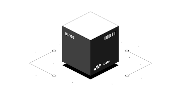 Figura matemática del cubo. ilustración 3d isométrica en blanco y negro aislado sobre fondo blanco. diseño vectorial.