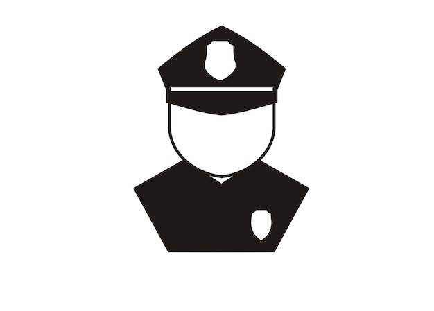 Figura de un oficial de policía ilustración simple en blanco y negro