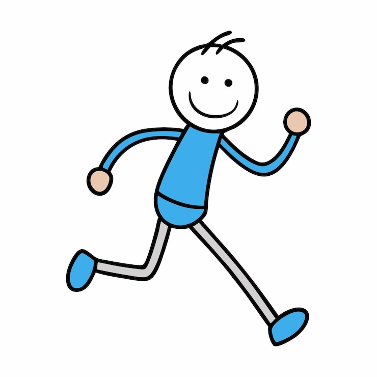 Vector una figura de palo de corredor es un simple dibujo minimalista de una persona en movimiento típicamente representado