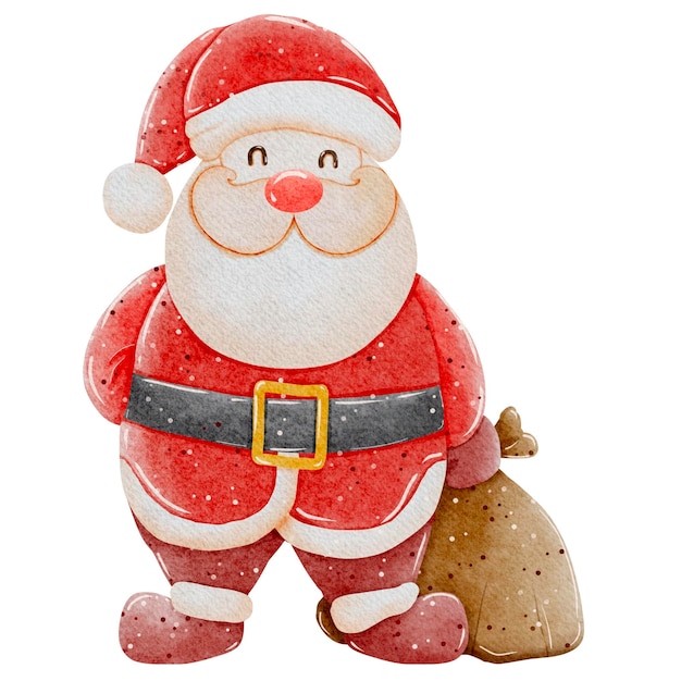 una figura de Santa con un abrigo rojo y un cinturón negro