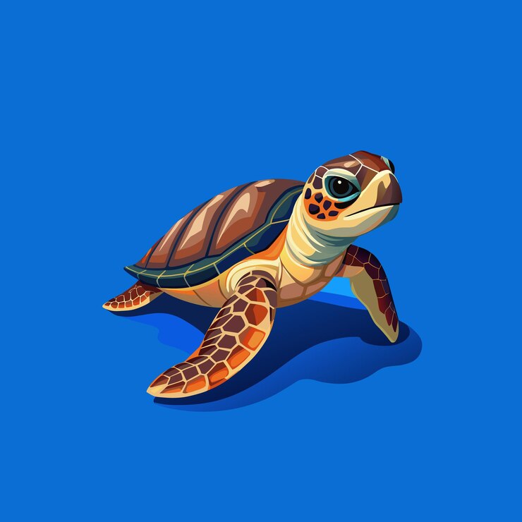 Vector una figura de tortuga con una tortuga en la espalda y la palabra tortugaen la parte inferior