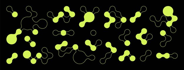 Figuras abstractas Siluetas negras Círculos y líneas mínimas Estructura de metabolas Iconos geométricos