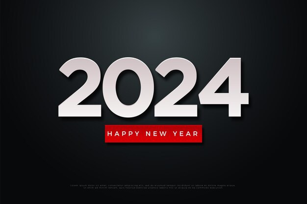 Figuras de celebración del año nuevo 2024 con un ornamento realista de cinta dorada