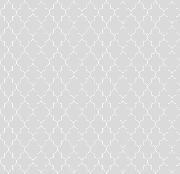 Figuras geométricas circulares sin fisuras islámicas adornan el diseño del patrón. Fondo transparente decorativo enrejado de lujo con estilo vintage. Superficie de cuadrícula de vector con formas redondeadas repetidas.