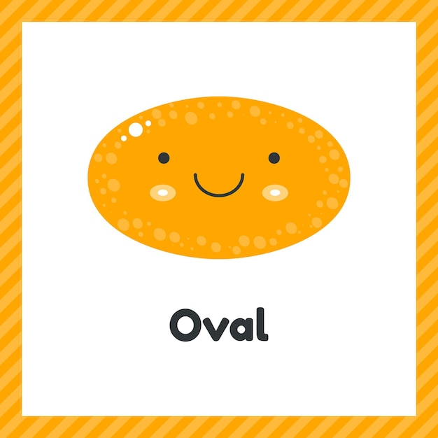 Figuras geométricas lindas de ilustración vectorial para niños óvalo de forma naranja aislado sobre fondo blanco