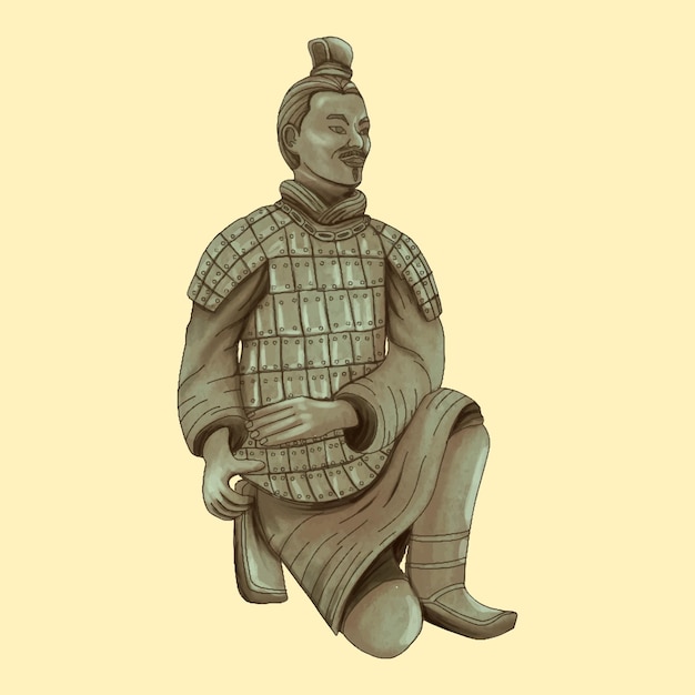 Vector figuras históricas chinas guerreros de terracota
