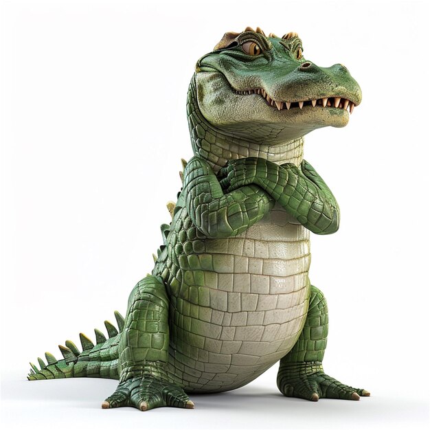 Figurina de un cocodrilo de dibujos animados pensativo