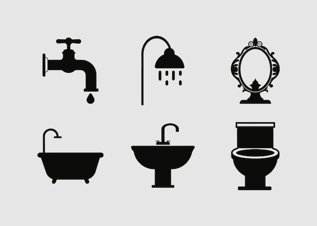Fijaciones para el baño Una colección de iconos con siluetas