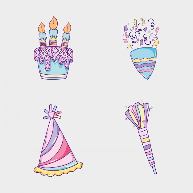Fije la celebración del feliz cumpleaños con la decoración