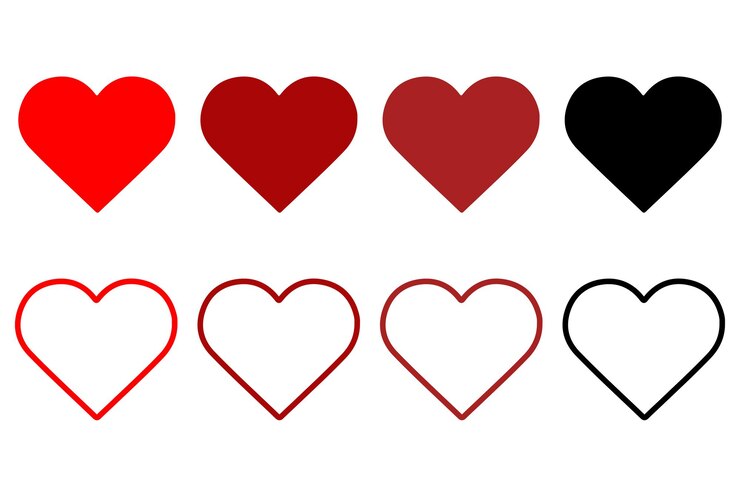una fila de corazones con uno que dice amor