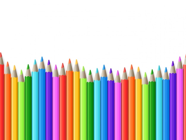 La fila inconsútil del arco iris de los lápices de dibujo del color vector la ilustración