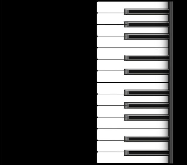 Fila de instrumentos musicales de teclas en blanco y negro ilustración vectorial