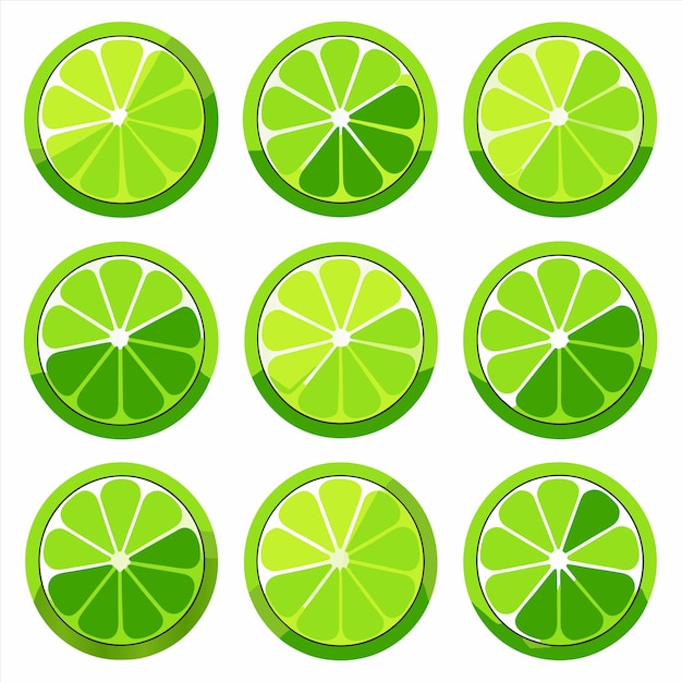 una fila de limones con las limas en ellos