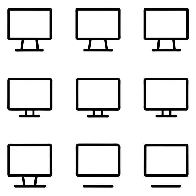 una fila de monitores de TV con diferentes diseños en ellos