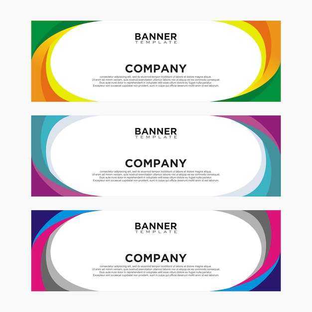 Una fila de pancartas para una empresa llamada banner company
