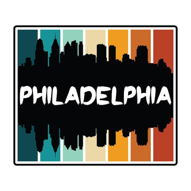 Filadelfia, Pensilvania, Estados Unidos, Skyline, pegatina, recuerdo de viaje