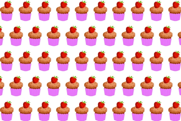 Filas de pasteles de fresa
