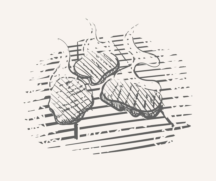 Vector filete de carne con ají boceto dibujado a mano ilustración vectorial