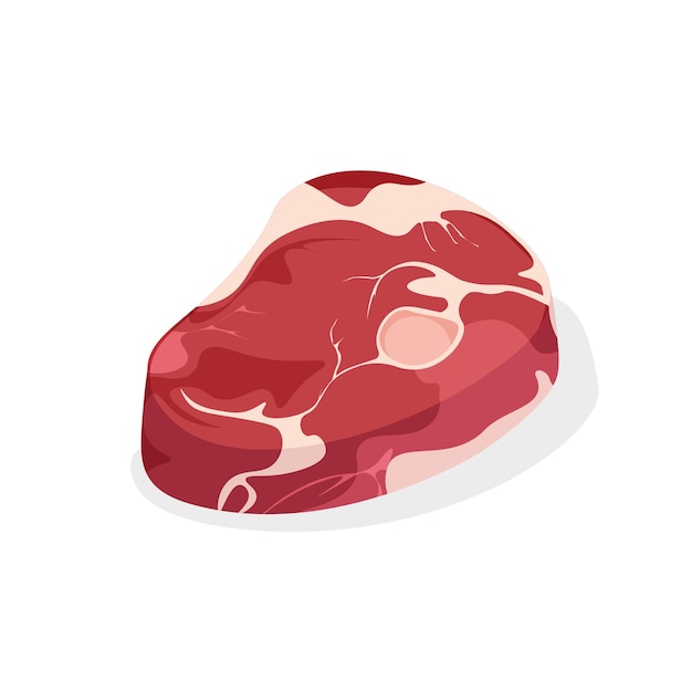 Filete de carne roja fresca sin cocer carnes cortadas solomillo de ternera chuleta de cerdo ilustración vectorial aislada