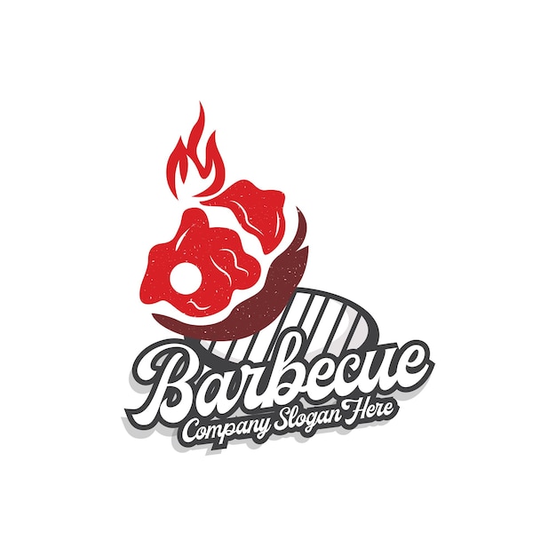 Filete logo vintage retro rústico bbq grill tema diseño estilo barbacoa carne fresca vector icono símbolo ilustración