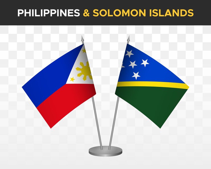 Vector filipinas vs islas salomón maqueta de banderas de escritorio aislado 3d vector ilustración banderas de mesa