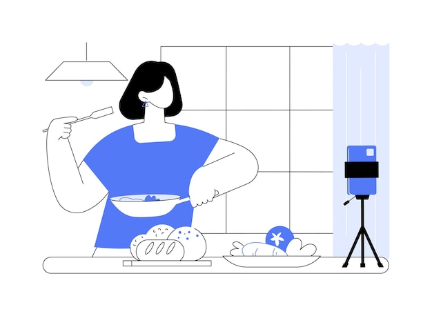 Filmar clases de cocina aisladas ilustraciones vectoriales de dibujos animados