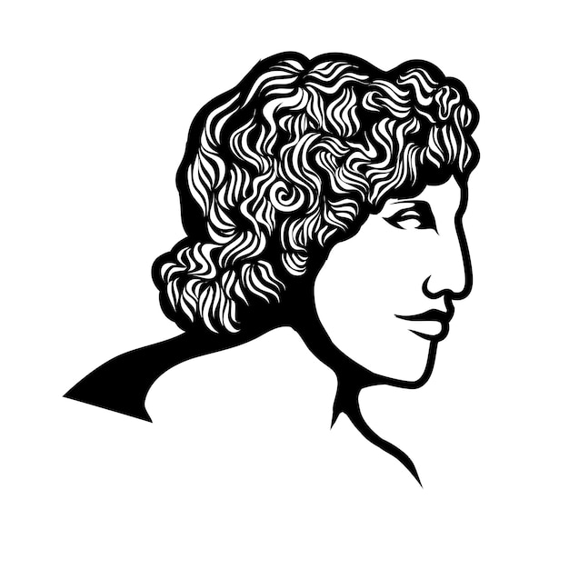 Filósofo griego antiguo Figura Cara Cabeza Estatua Escultura Diseño de logotipo