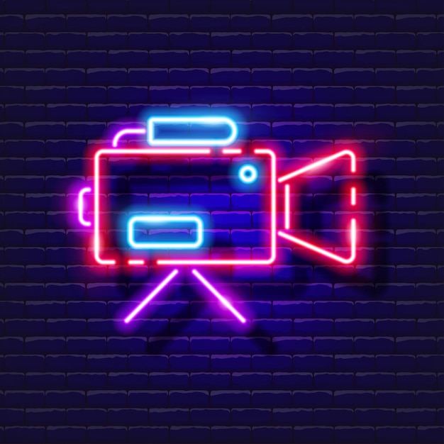 Filtro de luz en el icono de neón de la lente Concepto de foto y video Ilustración vectorial para la tienda en línea de decoración de sitios web de diseño