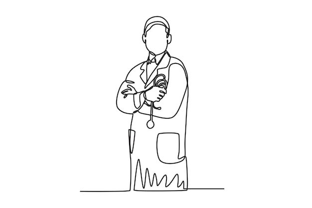 Finalmente terminé de atender a los pacientes. Dibujo en línea del Día Nacional del Médico.