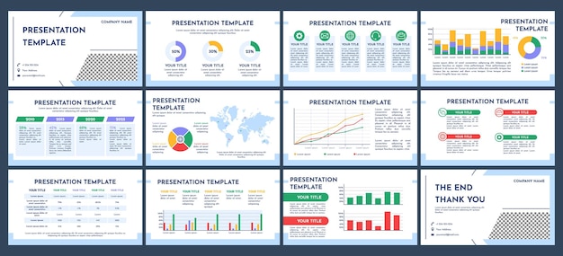 Finance infographics presentation slides Business report charts data visualization and analysis graphs bar and pie diagrams world map visualization timeline comparison and report vector layouts