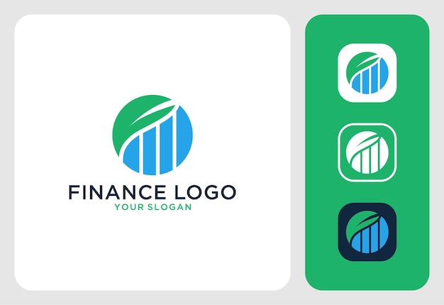 Finanzas con diseño de logotipo de hoja.