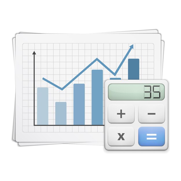 Finanzas gráfico y calculadora vector eps10 ilustración