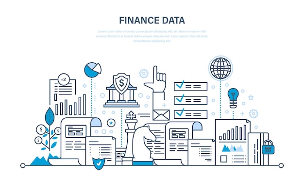 Finanzas y seguridad de datos estadísticos de pago planificación comercial inversión diseño de línea delgada